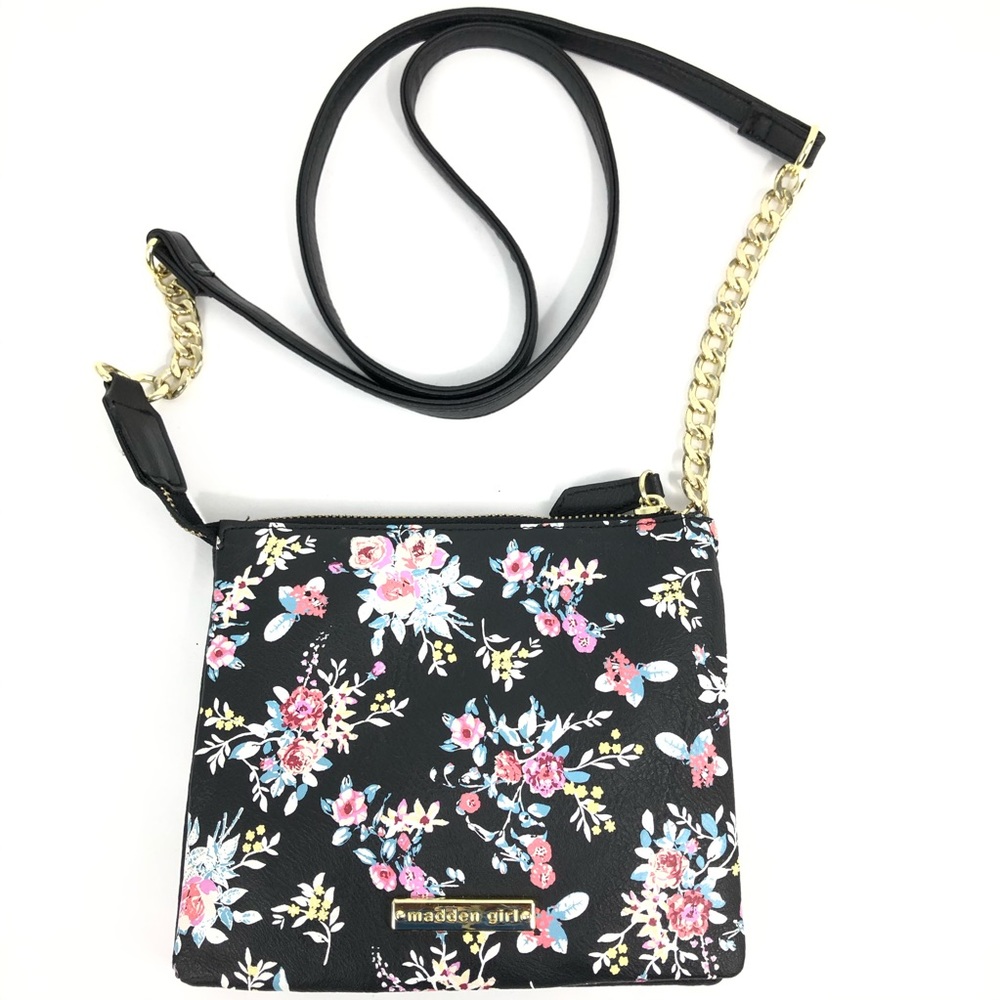 Madden Girl Floral Print Black Purse